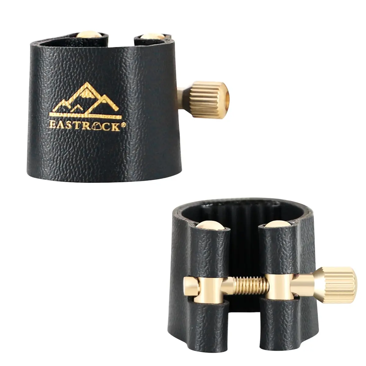 EASTROCK Alto Saxophone Mouthpiece Kit with Leather Ligature & Cap, Black | Professional Musical Instrument Accessory for Beginners & Musicians - view 3