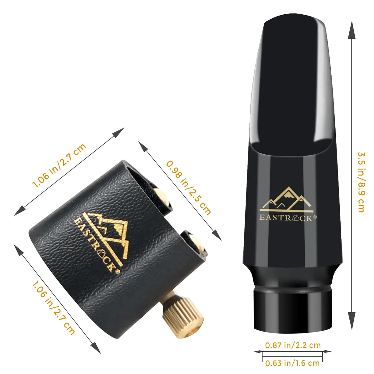 EASTROCK Alto Saxophone Mouthpiece Kit with Leather Ligature & Cap, Black | Professional Musical Instrument Accessory for Beginners & Musicians - view 4