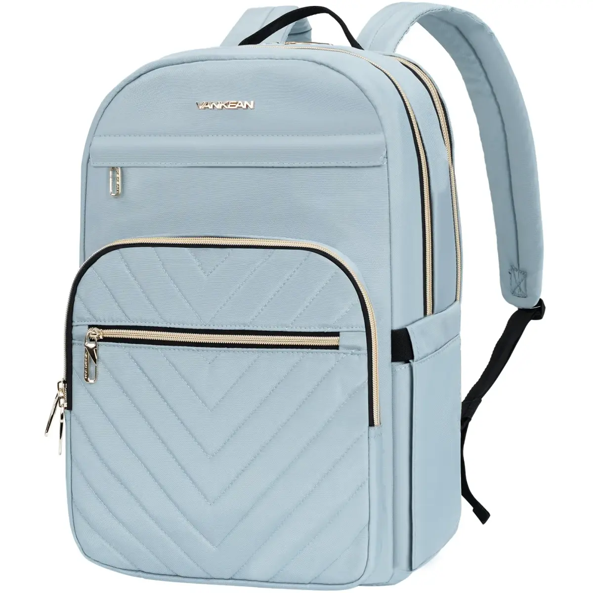 VANKEAN Quilted Light Blue Laptop Backpack 20L (0.72 kg) | Waterproof Nylon Bag for 15.6 Inch Laptops - main product image