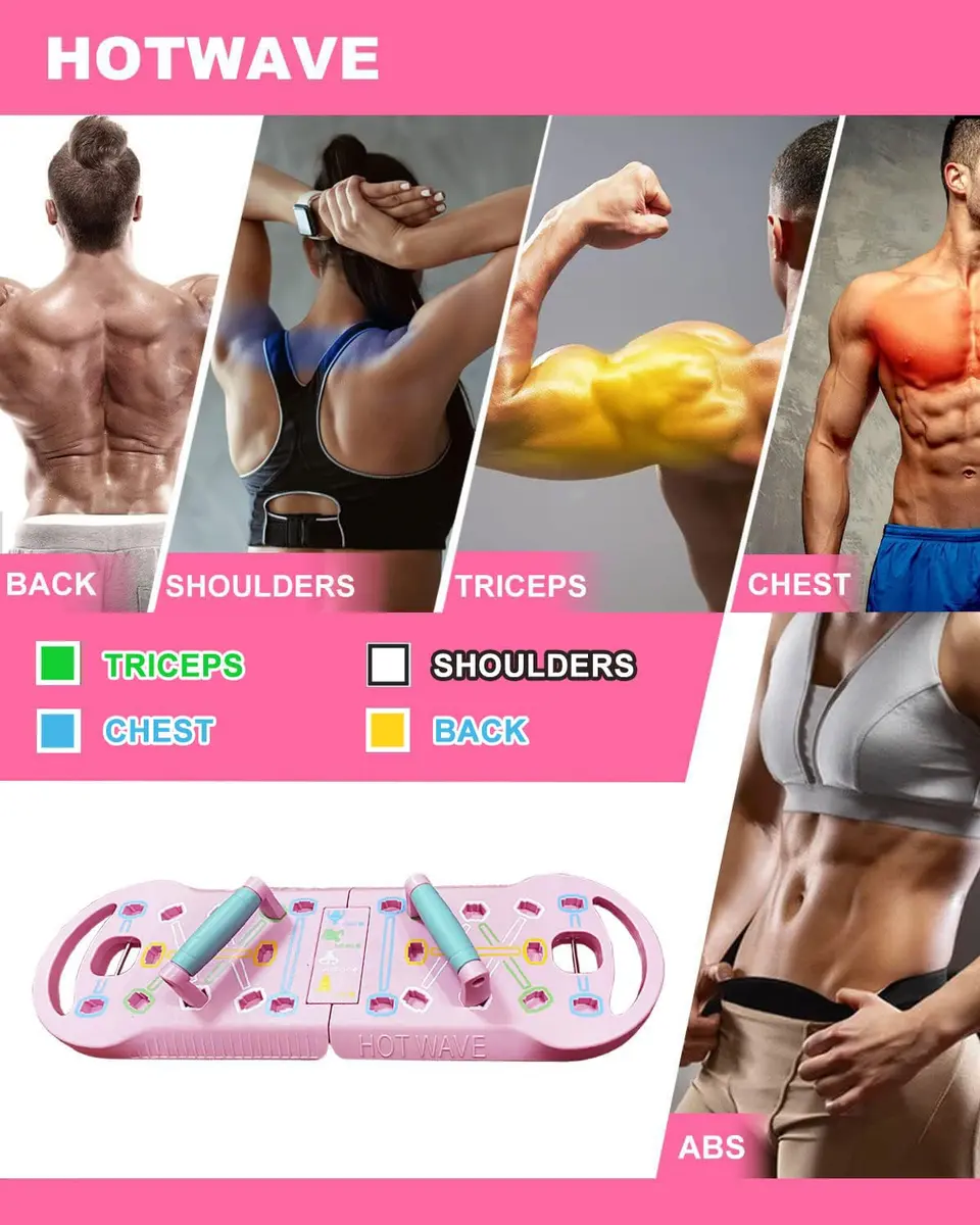 HOTWAVE Push Up Board, Foldable Portable 20 in 1 Fitness System with Resistance Bands - view 2