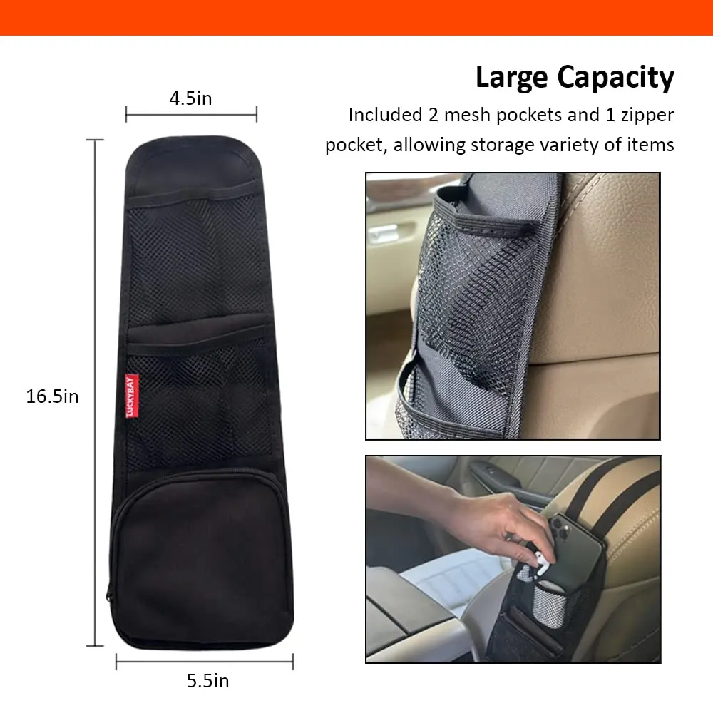 Luckybay Car Seat Side Organizer 2 Pack | Universal Fit for Cars, SUVs & Trucks - view 4