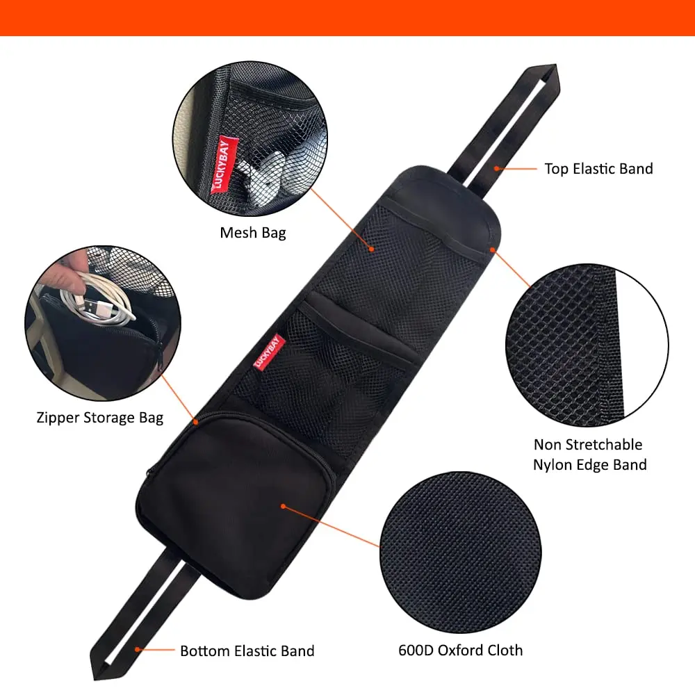 Luckybay Car Seat Side Organizer 2 Pack | Universal Fit for Cars, SUVs & Trucks - view 2