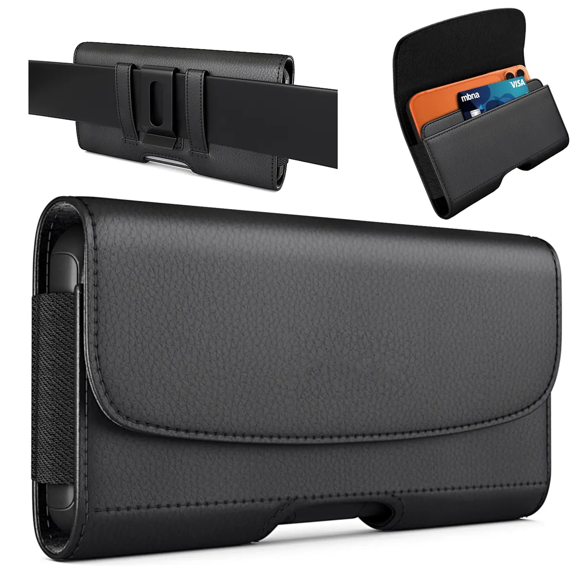BOMEA Extra Large Cell Phone Holster for Samsung Galaxy Ultra S25 S24 S23 S22 S21 Note 20, Google Pixel 8 9 Pro XL | Secure Belt Carry - main product image