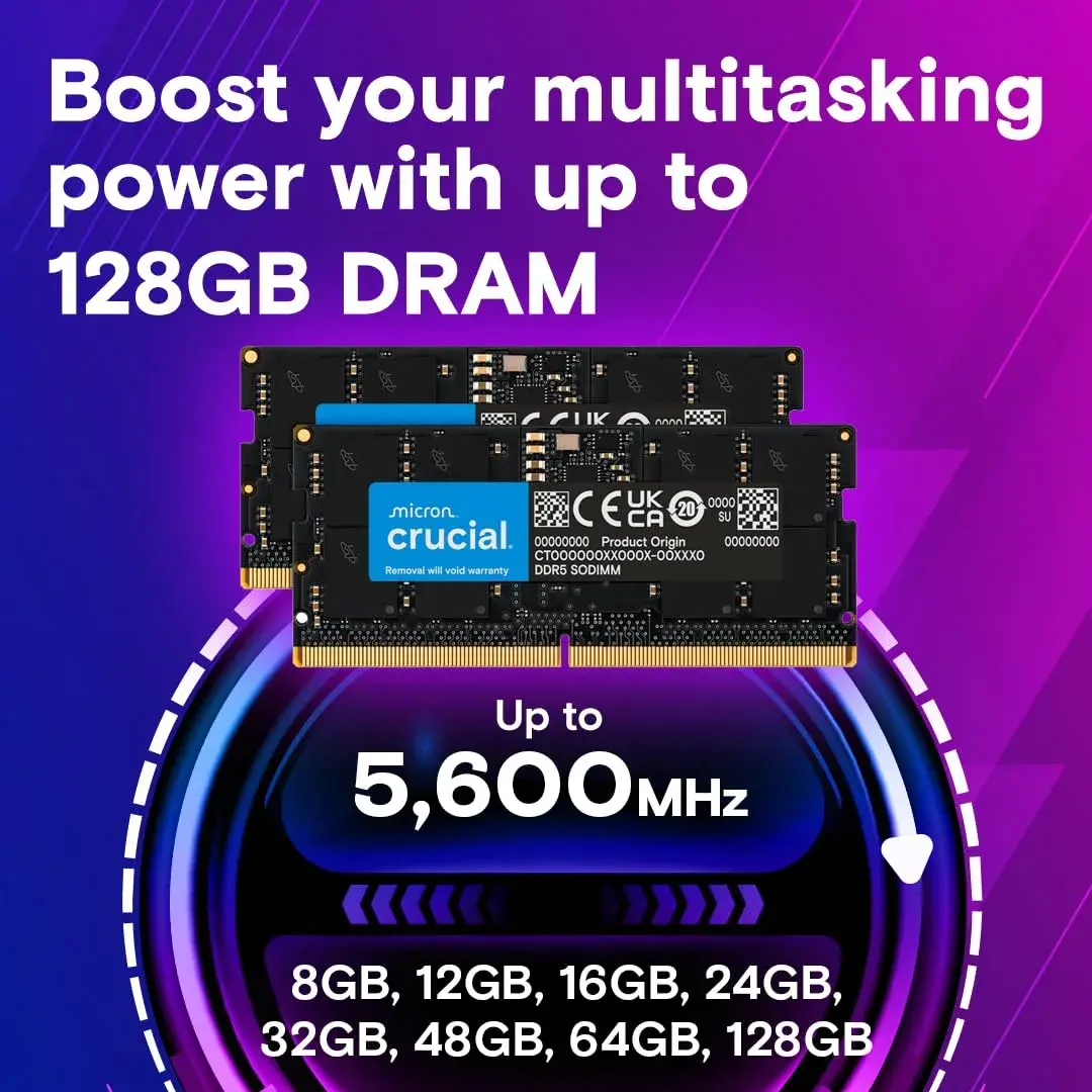 Crucial 8GB DDR5 Laptop RAM 5600MHz (PC5-44800) SODIMM 262-Pin | Boosts System Performance - view 3