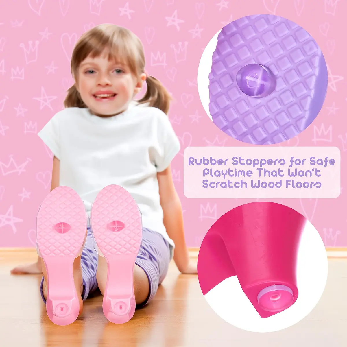 PRINCESS EXPRESSIONS 3pc Pastel Princess Dress Up Shoe Set | Toddler Girl Slip-On Shoes with 2-inch Heel, Assorted Pink & Purple, Fits Shoe Size 7-10 - view 3