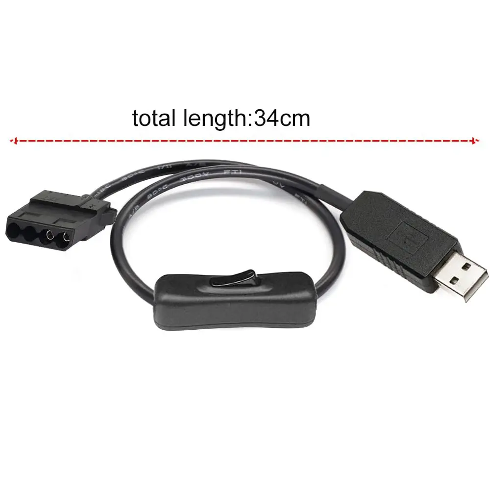 Gebildet Full Speed 12V Voltage Step-Up USB to 4-Pin PC Fan Cable | Power Adapter for Fans - view 6