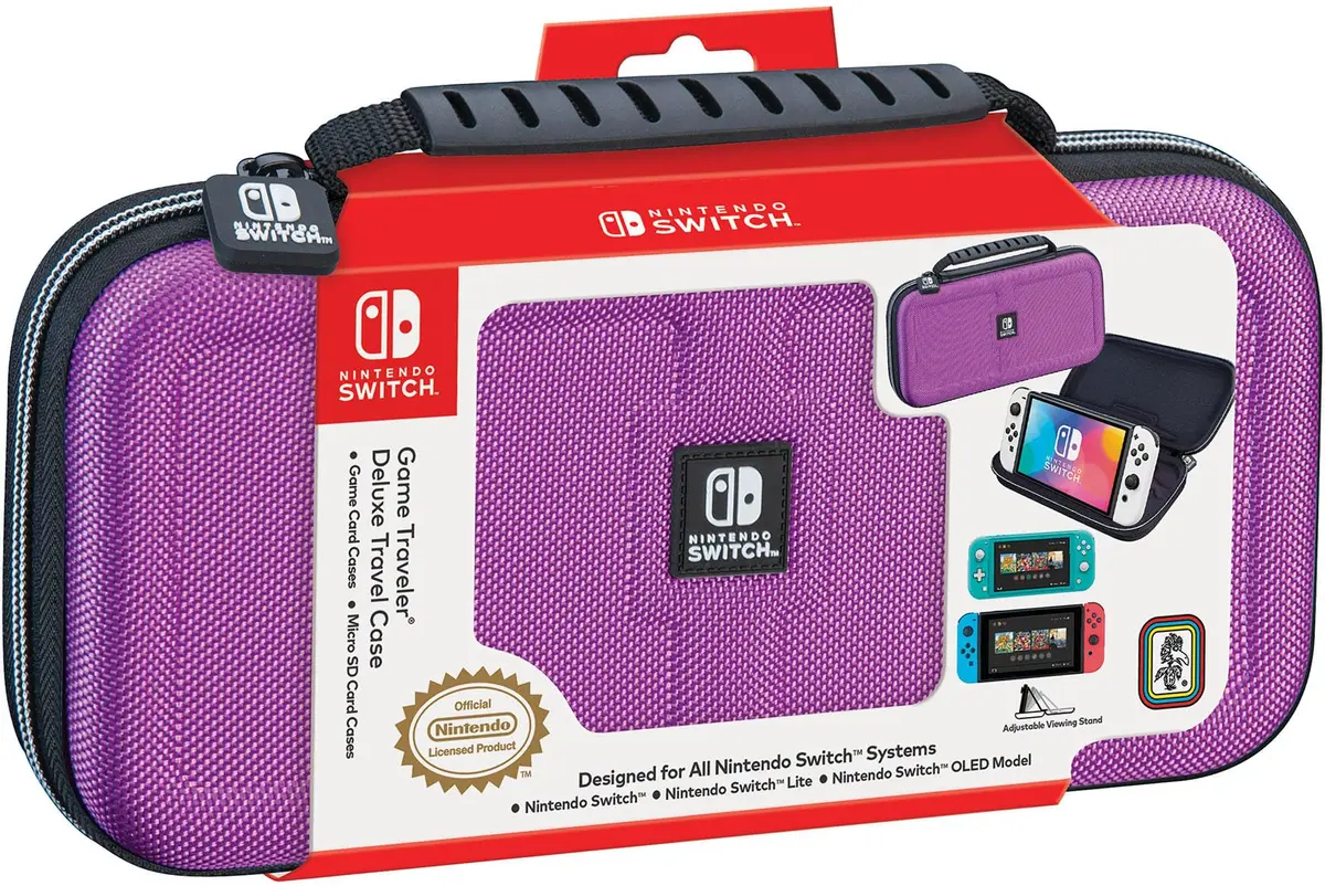Game Traveler Deluxe Licensed Travel Case for Nintendo Switch OLED, Lite & Standard | Purple Ballistic Nylon - main product image