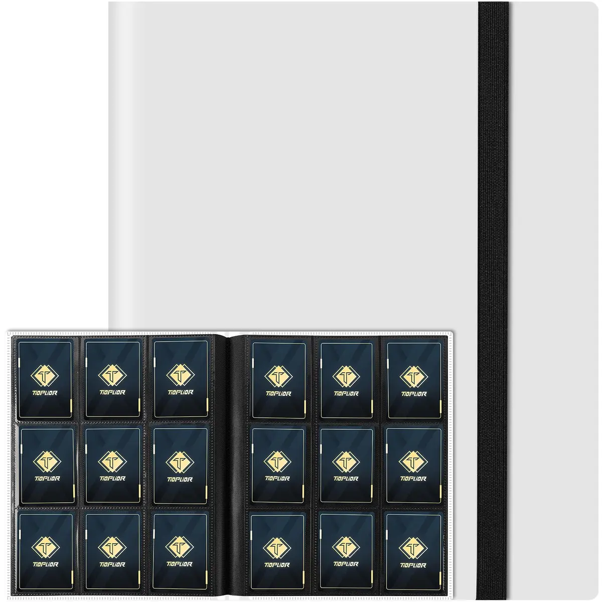 TiopLior Card Binder Album Folder Book Fit for MTG Baseball Football Sports Cards | Large Capacity, Durable Polypropylene, White - main product image