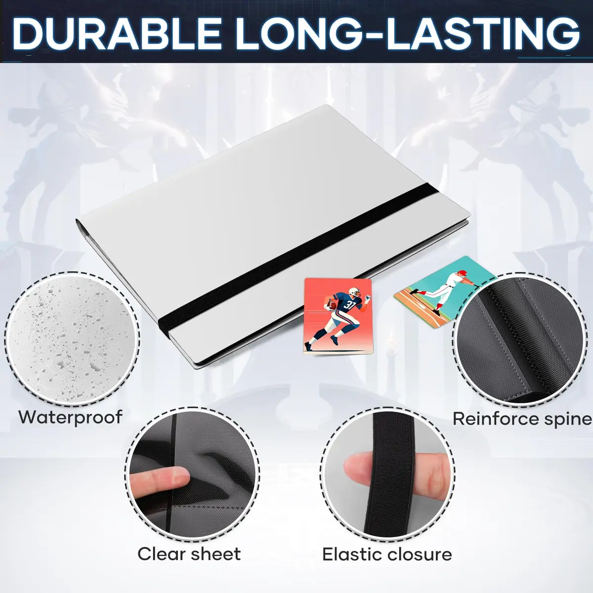 TiopLior Card Binder Album Folder Book Fit for MTG Baseball Football Sports Cards | Large Capacity, Durable Polypropylene, White - view 3
