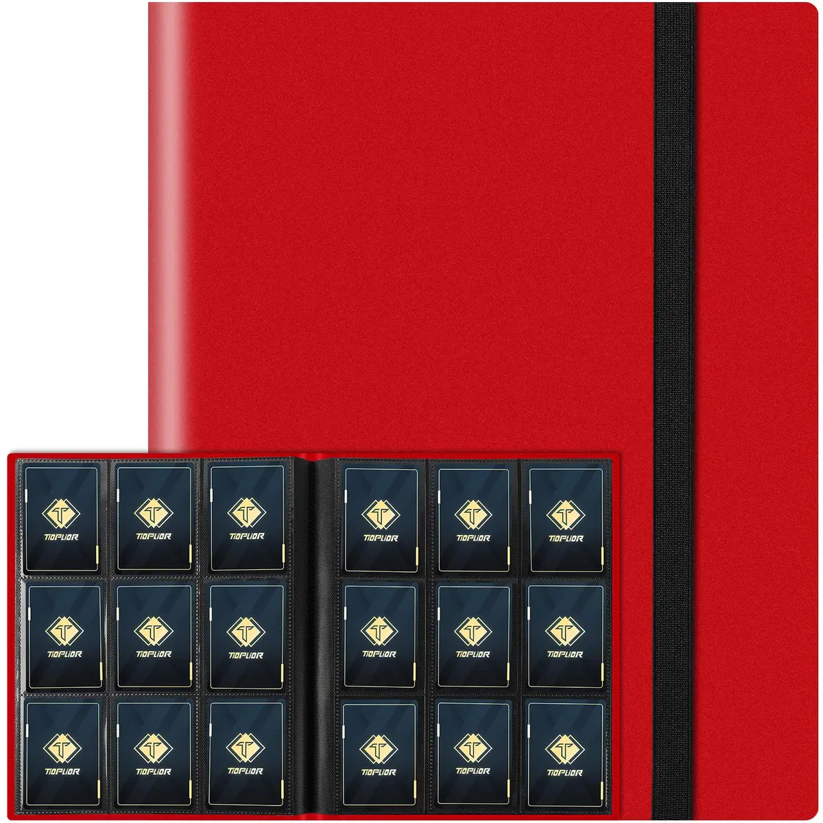 TiopLior Red 9-Pocket Trading Card Binder 360 Pockets | Acid-Free Polypropylene - main product image