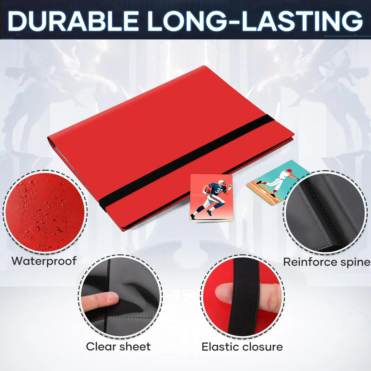 TiopLior Red 9-Pocket Trading Card Binder 360 Pockets | Acid-Free Polypropylene - view 3