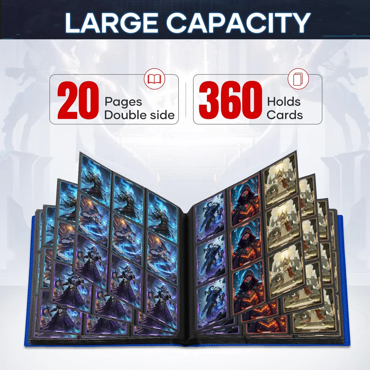 TiopLior Card Binder Album Folder Book Fit for MTG Baseball Football Sports Cards | 360 Pockets, Navy Blue - view 5
