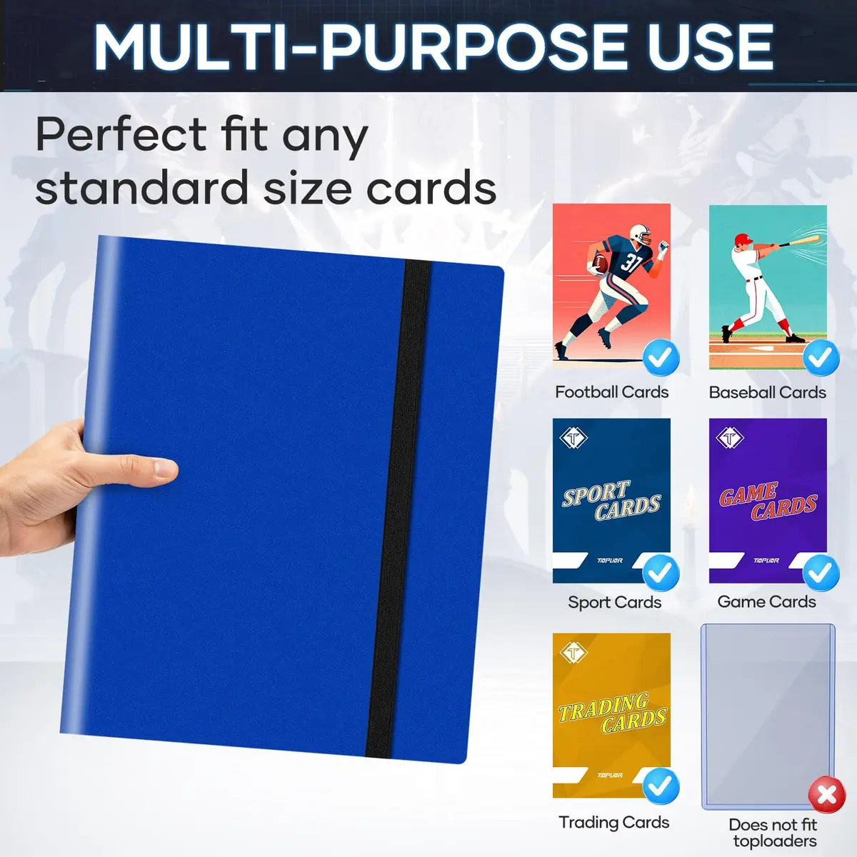 TiopLior Card Binder Album Folder Book Fit for MTG Baseball Football Sports Cards | 360 Pockets, Navy Blue - view 6
