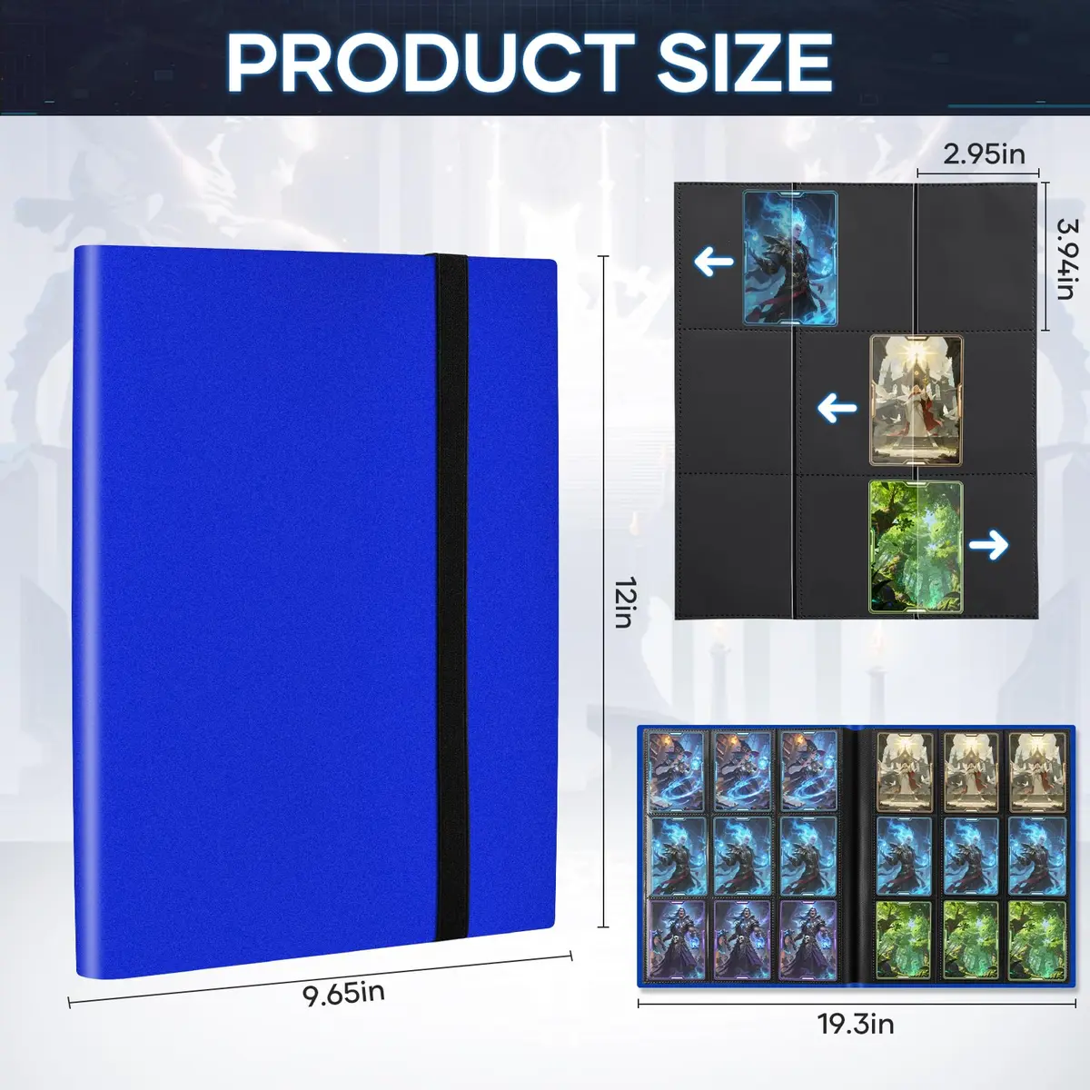 TiopLior Card Binder Album Folder Book Fit for MTG Baseball Football Sports Cards | 360 Pockets, Navy Blue - view 2