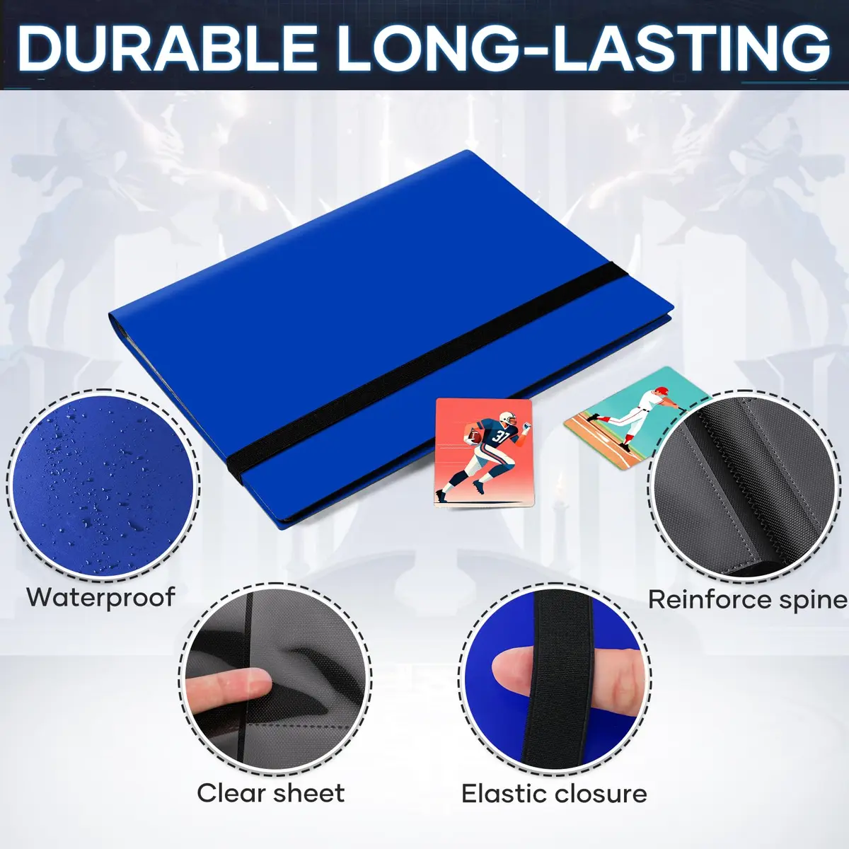 TiopLior Card Binder Album Folder Book Fit for MTG Baseball Football Sports Cards | 360 Pockets, Navy Blue - view 3