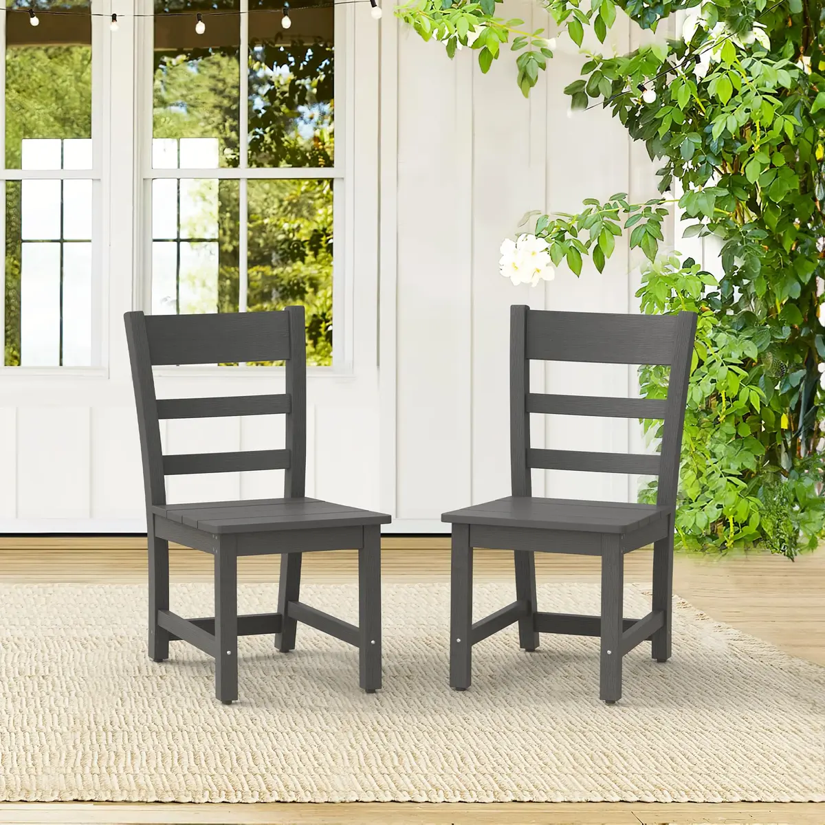 Cozyman Armless Outdoor Dining Chairs | All Weather Resistant HDPS Patio Chairs - view 2
