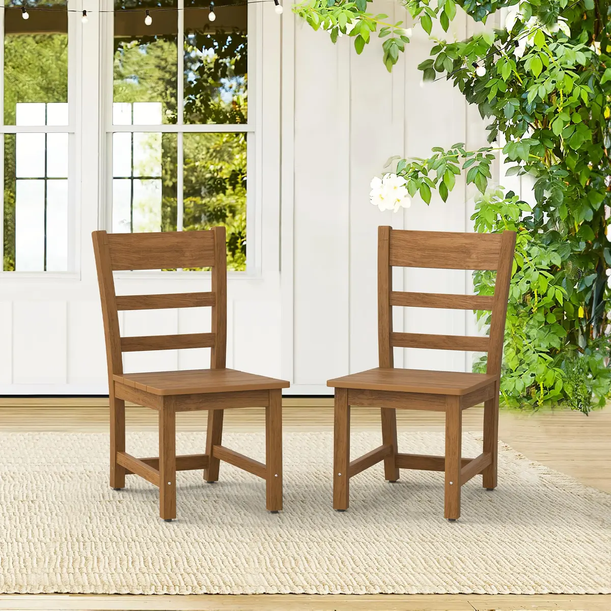 Cozyman Armless Outdoor Dining Chairs | All Weather Resistant HDPS Patio Support 350 LBS - view 2
