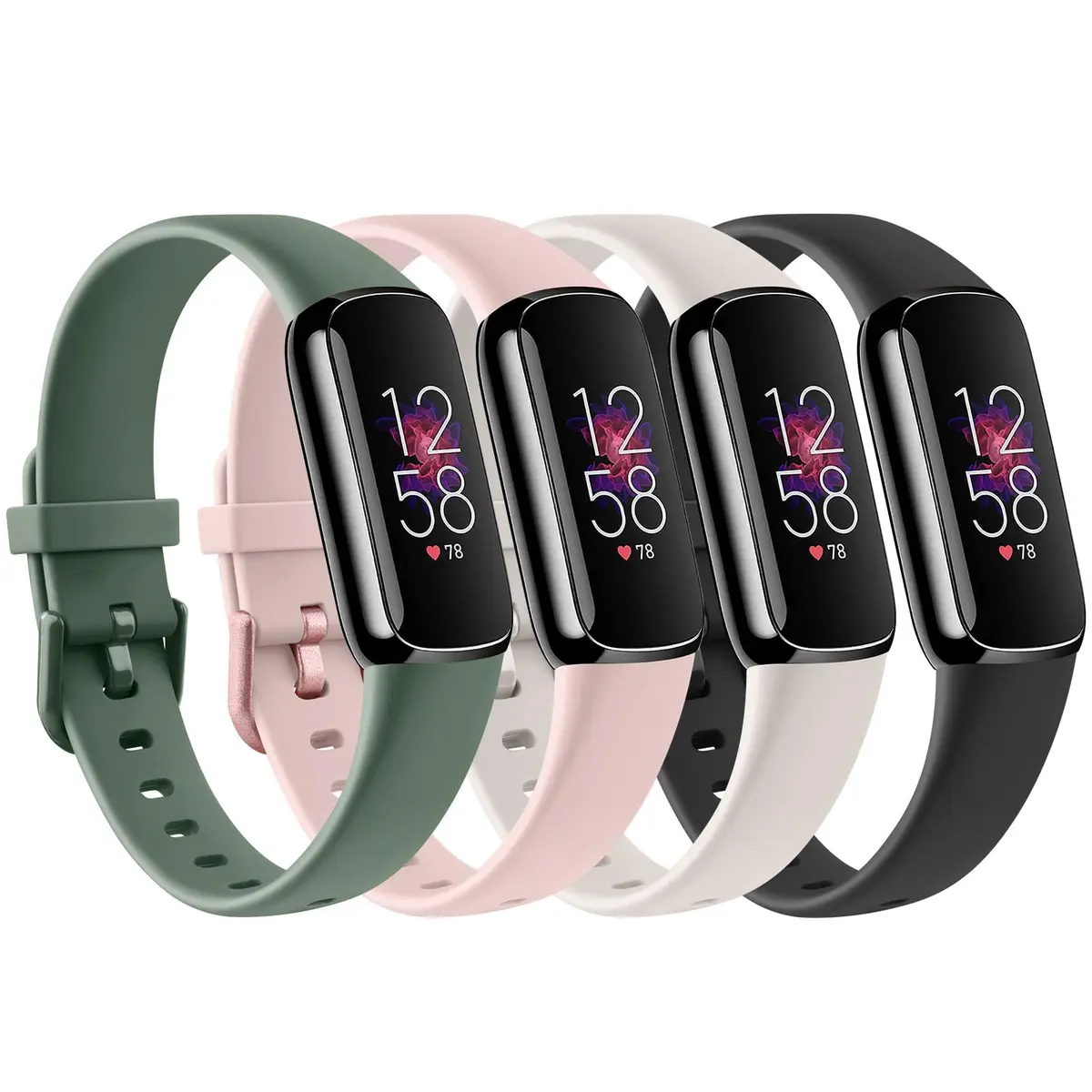 AK Sport Bands 4 Pack for Fitbit Luxe Small | Starlight/Avocado Green/Light Pink/Black - main product image