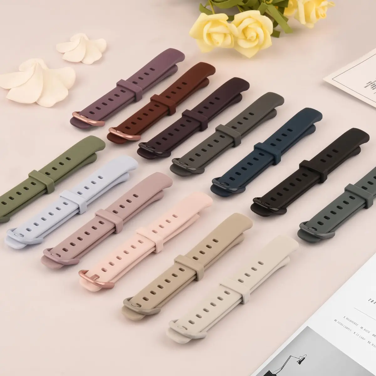 AK Sport Bands 4 Pack for Fitbit Luxe Small | Starlight/Avocado Green/Light Pink/Black - view 8