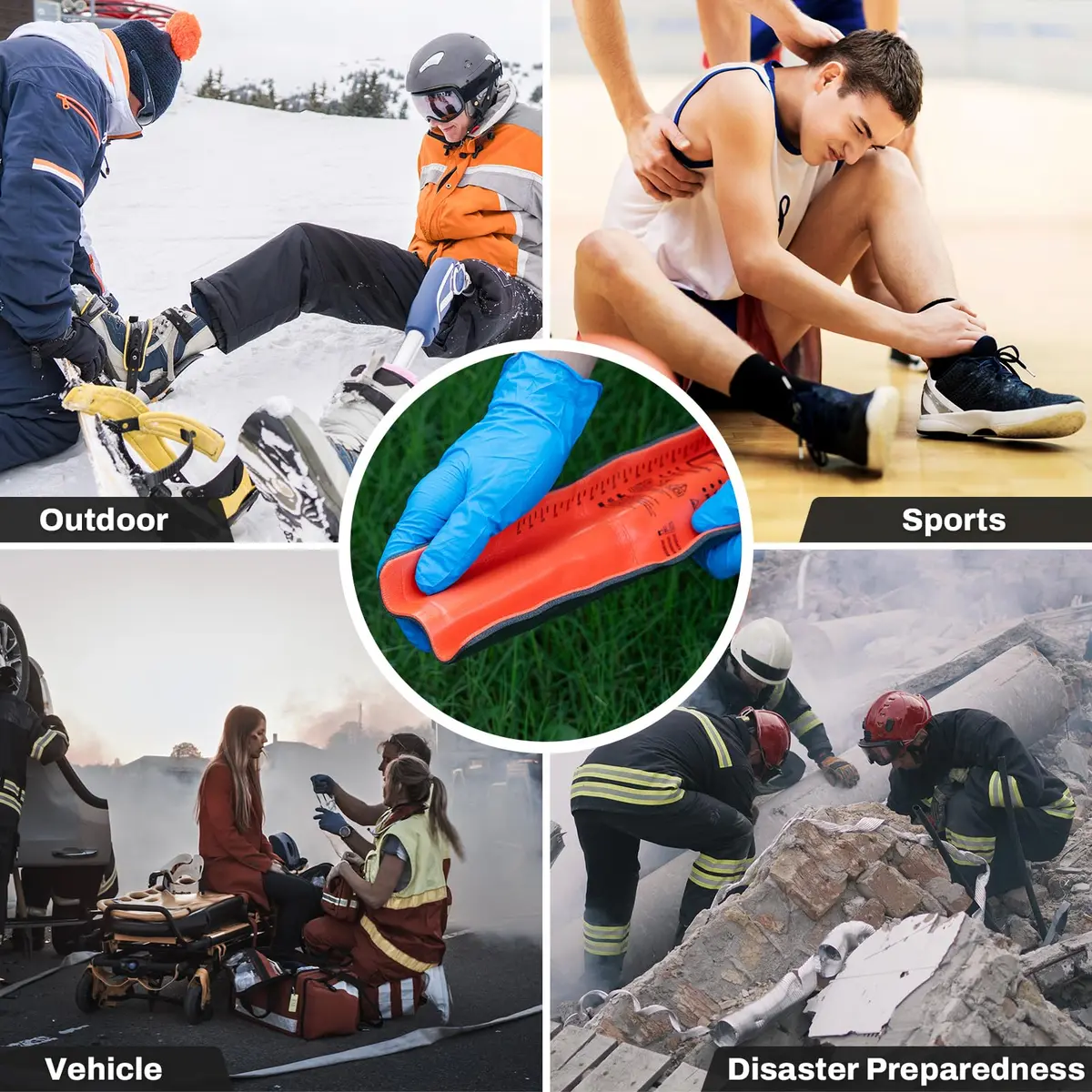 RHINO RESCUE 4-Size Moldable First Aid Splint Kit, Orange-Gray | Durable, Compact & Supportive for Emergency Use - view 5
