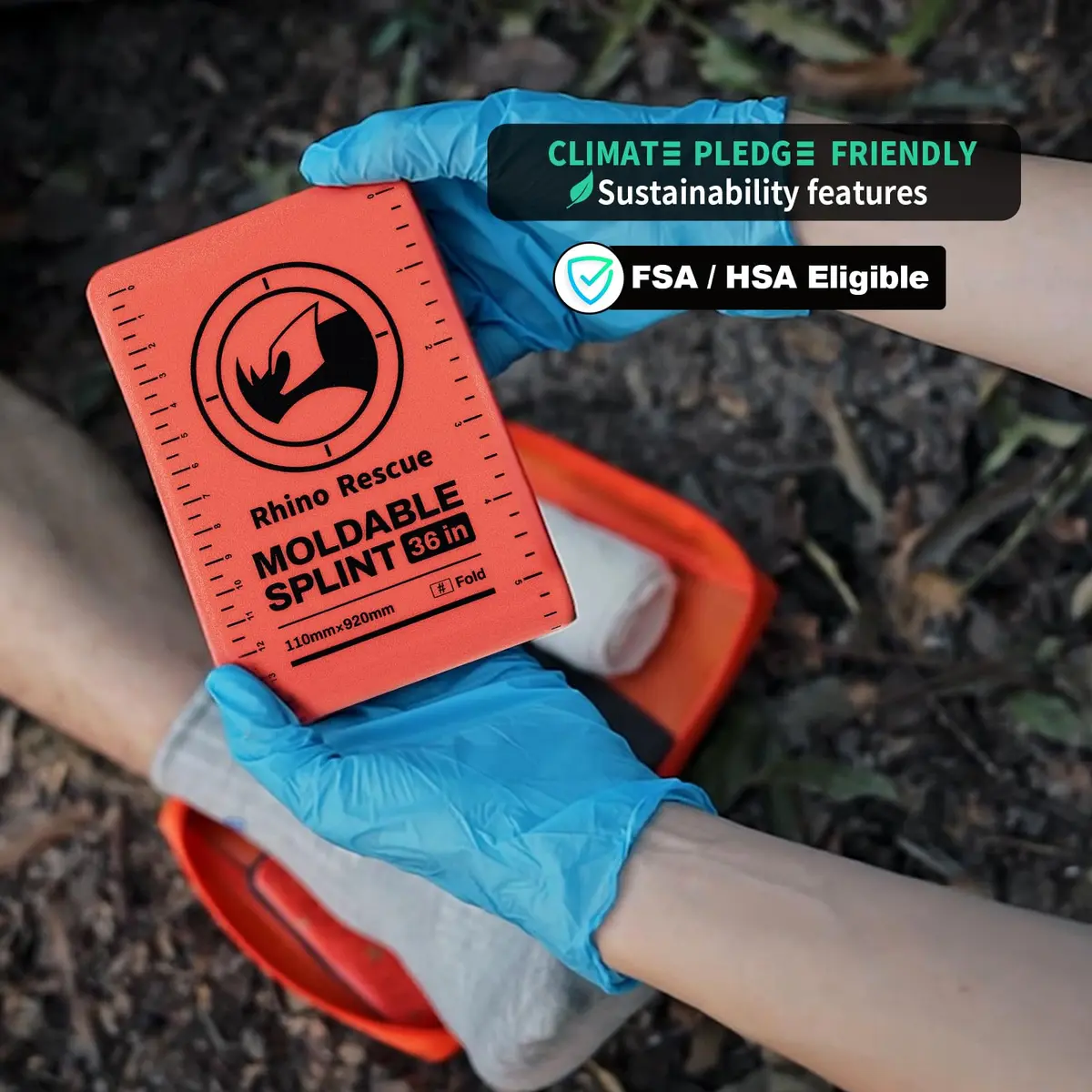 RHINO RESCUE 4-Size Moldable First Aid Splint Kit, Orange-Gray | Durable, Compact & Supportive for Emergency Use - view 3