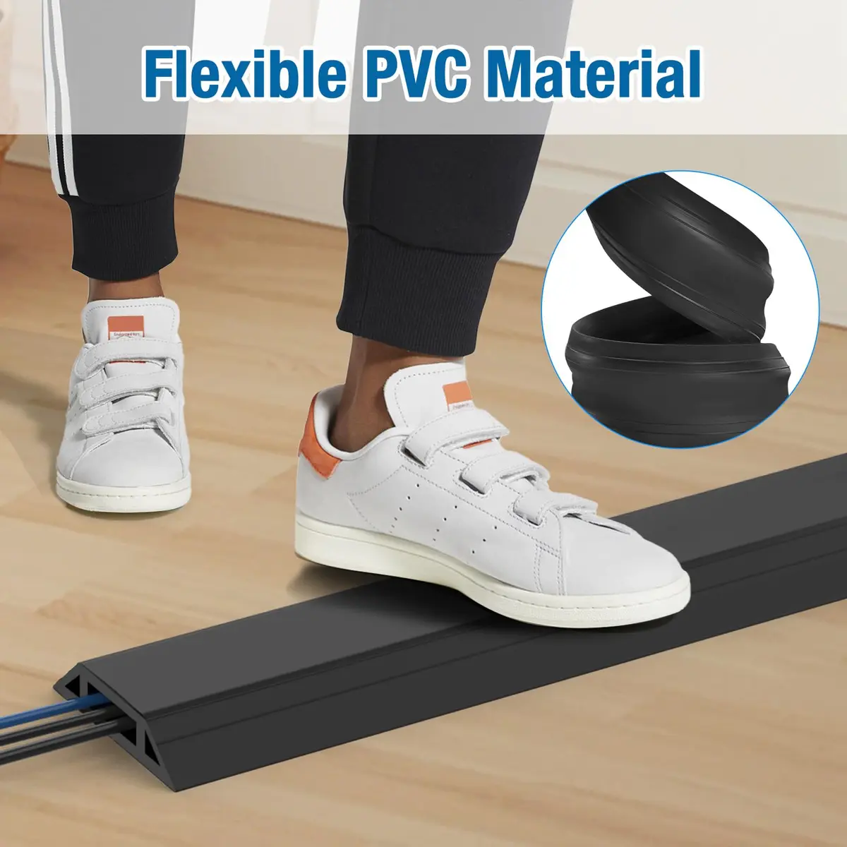 Eapele Heavy Duty Floor Cord Cover Protector 2.0 m (6.5 ft) | Prevents Tripping Hazards - view 5