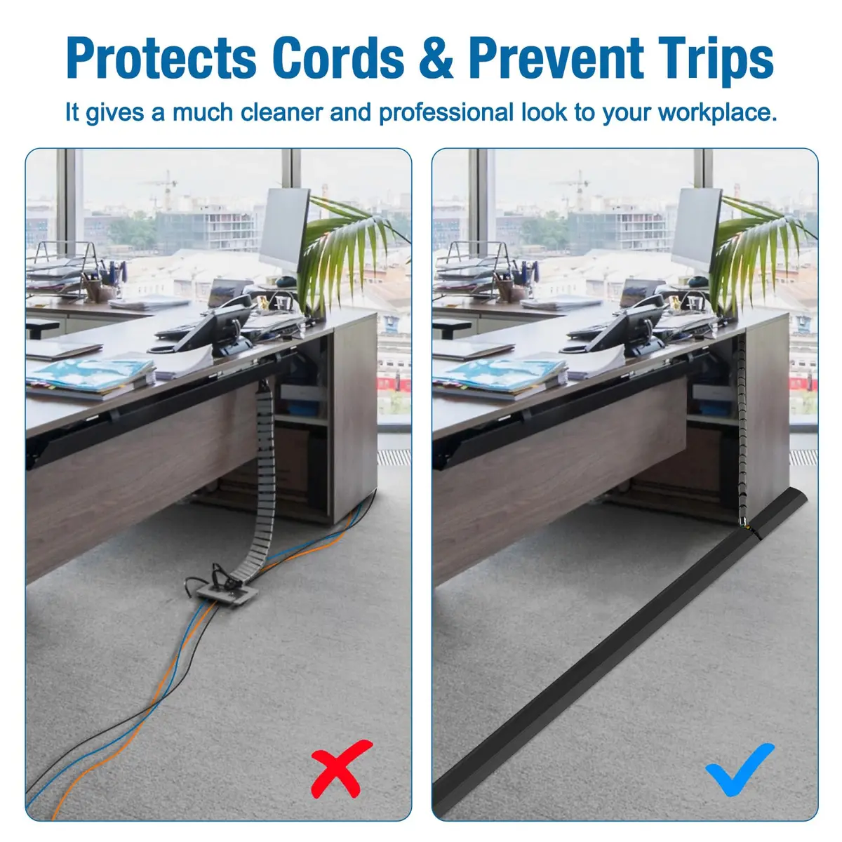 Eapele Heavy Duty Floor Cord Cover Protector 2.0 m (6.5 ft) | Prevents Tripping Hazards - view 7
