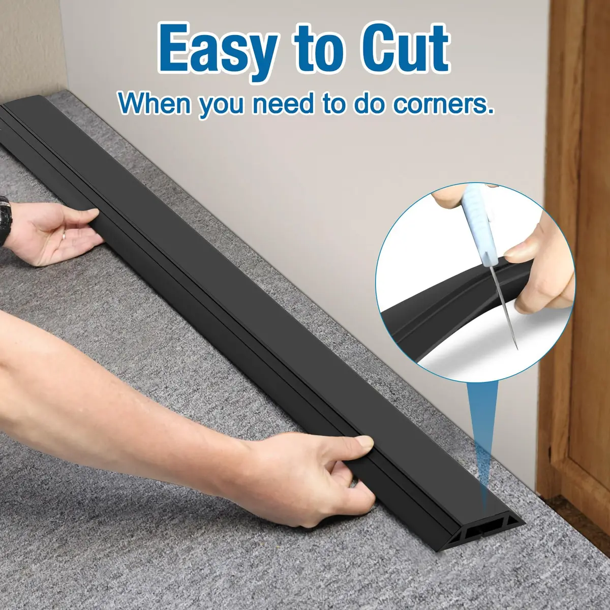 Eapele Heavy Duty Floor Cord Cover Protector 2.0 m (6.5 ft) | Prevents Tripping Hazards - view 3