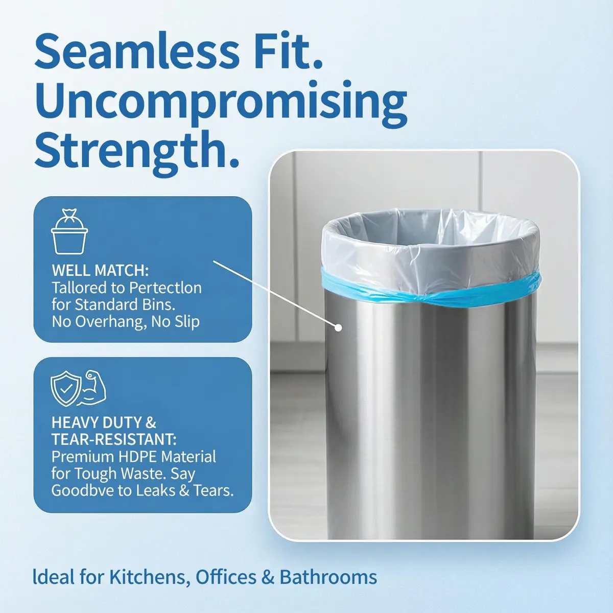 T.FORING Small 2 Gallon Drawstring Trash Bags 7.5L (120 Count) | Thick HDPE, Unscented, Leak-Proof - view 5