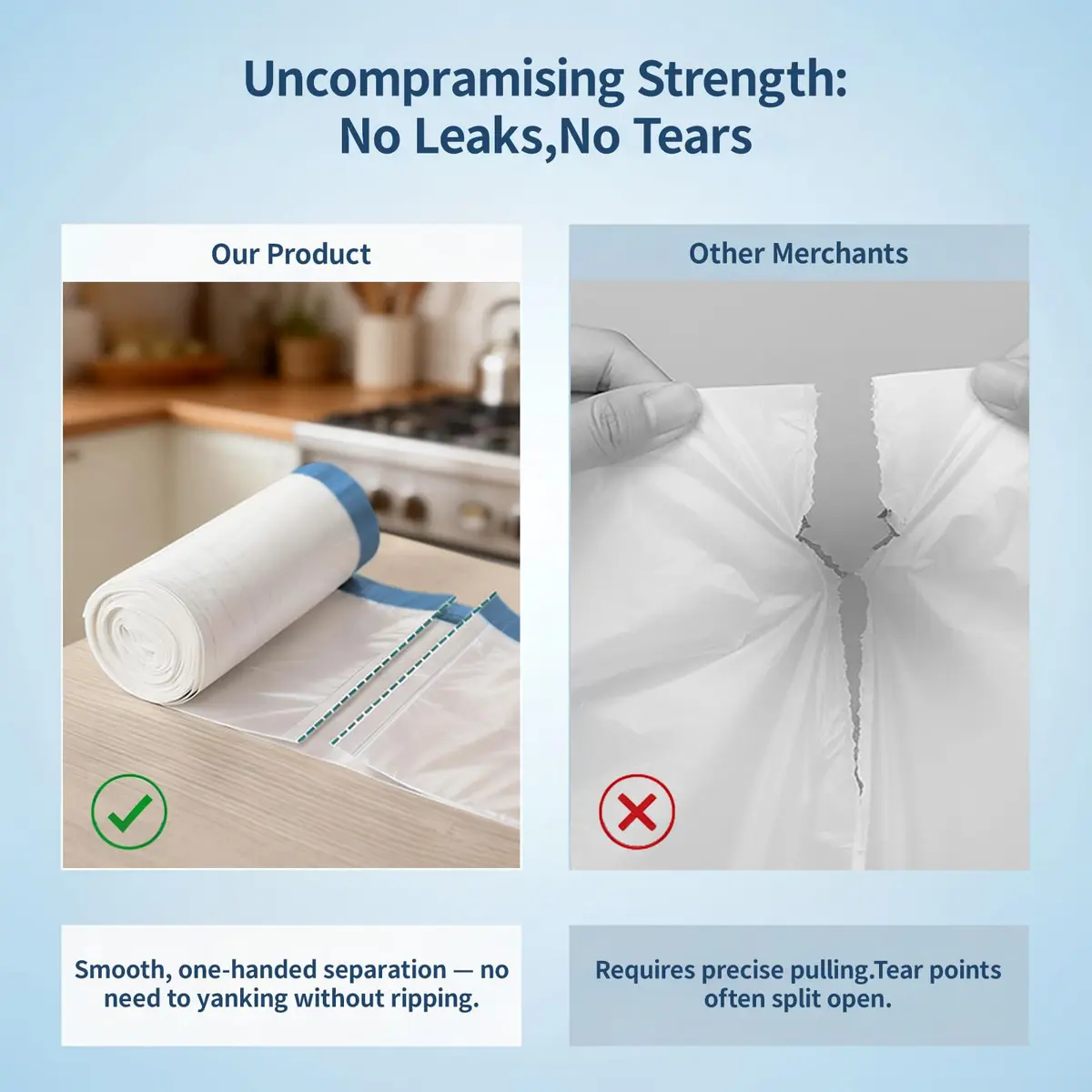 T.FORING Small 2 Gallon Drawstring Trash Bags 7.5L (120 Count) | Thick HDPE, Unscented, Leak-Proof - view 2