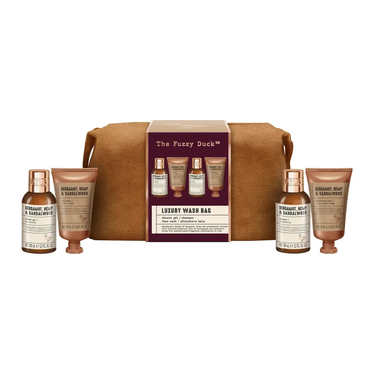 Baylis & Harding The Fuzzy Duck Luxury Wash Bag Gift Set For Men | Bergamot, Hemp & Sandalwood Scent | 200ml (6.76 Fl Oz) Set - main product image