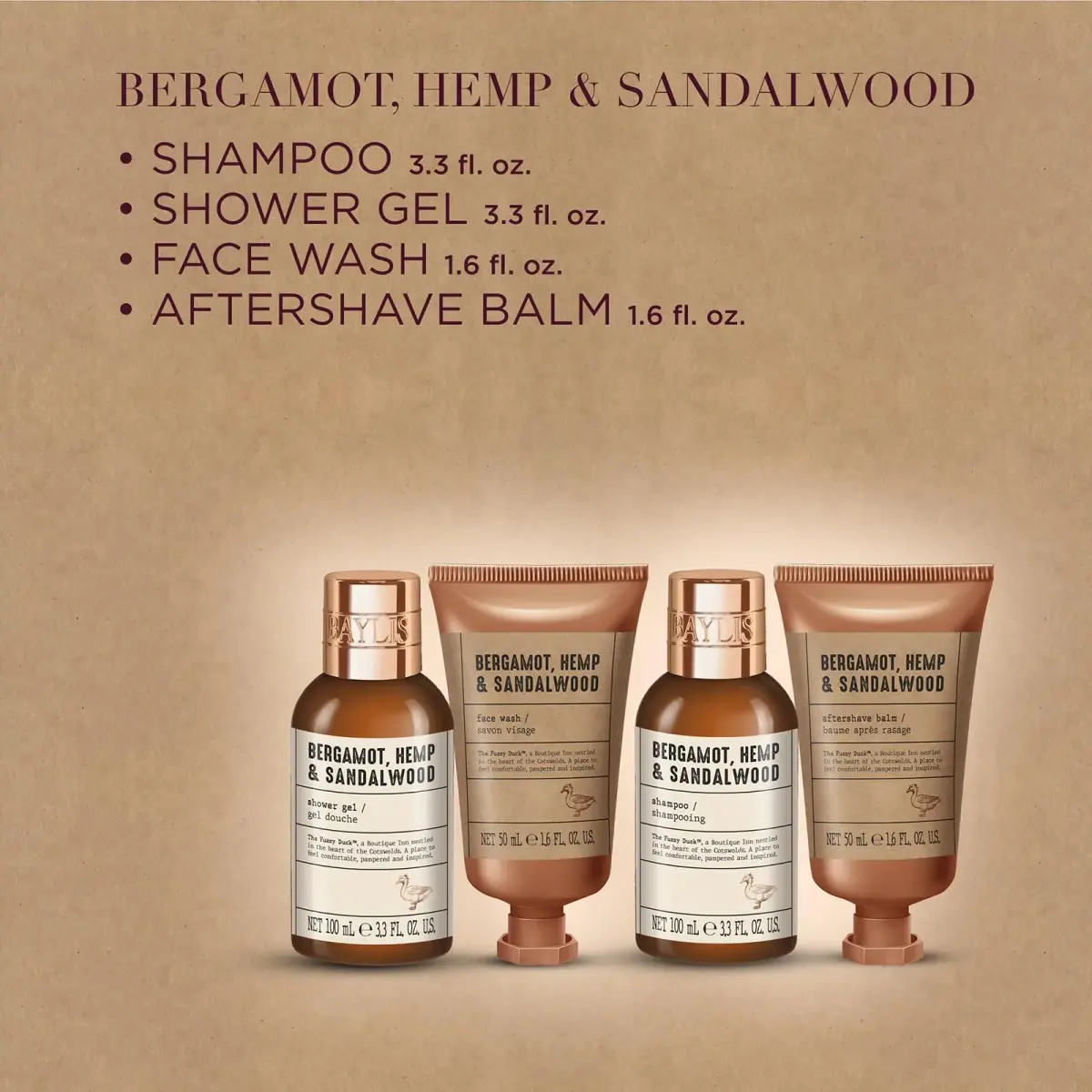 Baylis & Harding The Fuzzy Duck Luxury Wash Bag Gift Set For Men | Bergamot, Hemp & Sandalwood Scent | 200ml (6.76 Fl Oz) Set - view 3