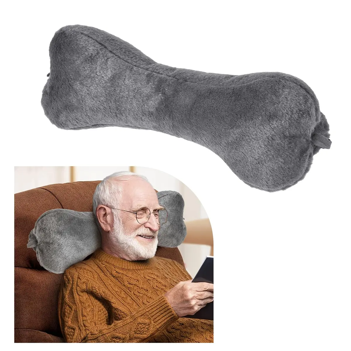 VCOMSOFT Recliner Headrest Pillow Dark Grey | Adjustable Bone Neck Pillow for Sleeping & Lumbar Support - main product image