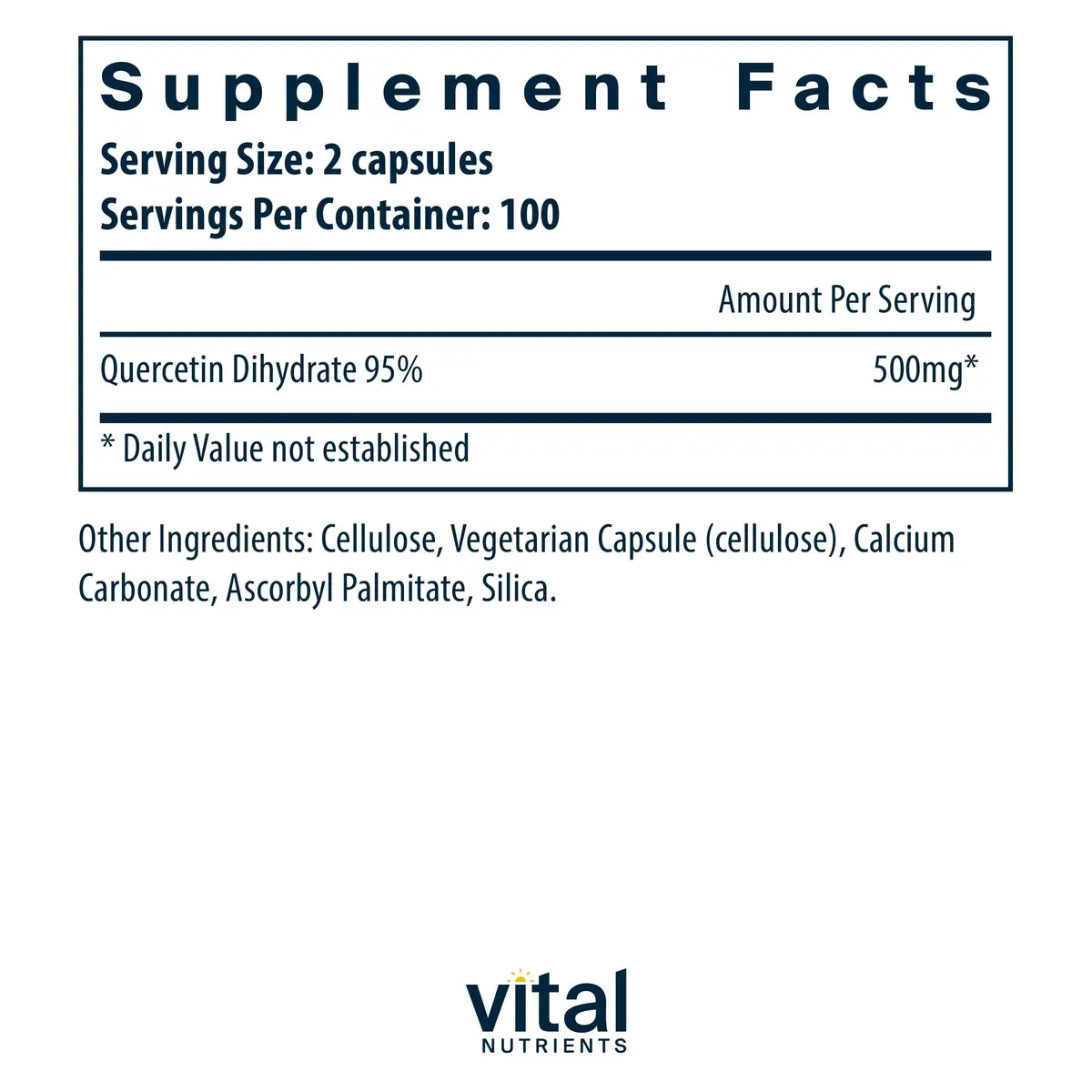 Vital Nutrients Quercetin 500mg | Supports Immune & Respiratory Health, Vegan, 200 Capsules - view 2
