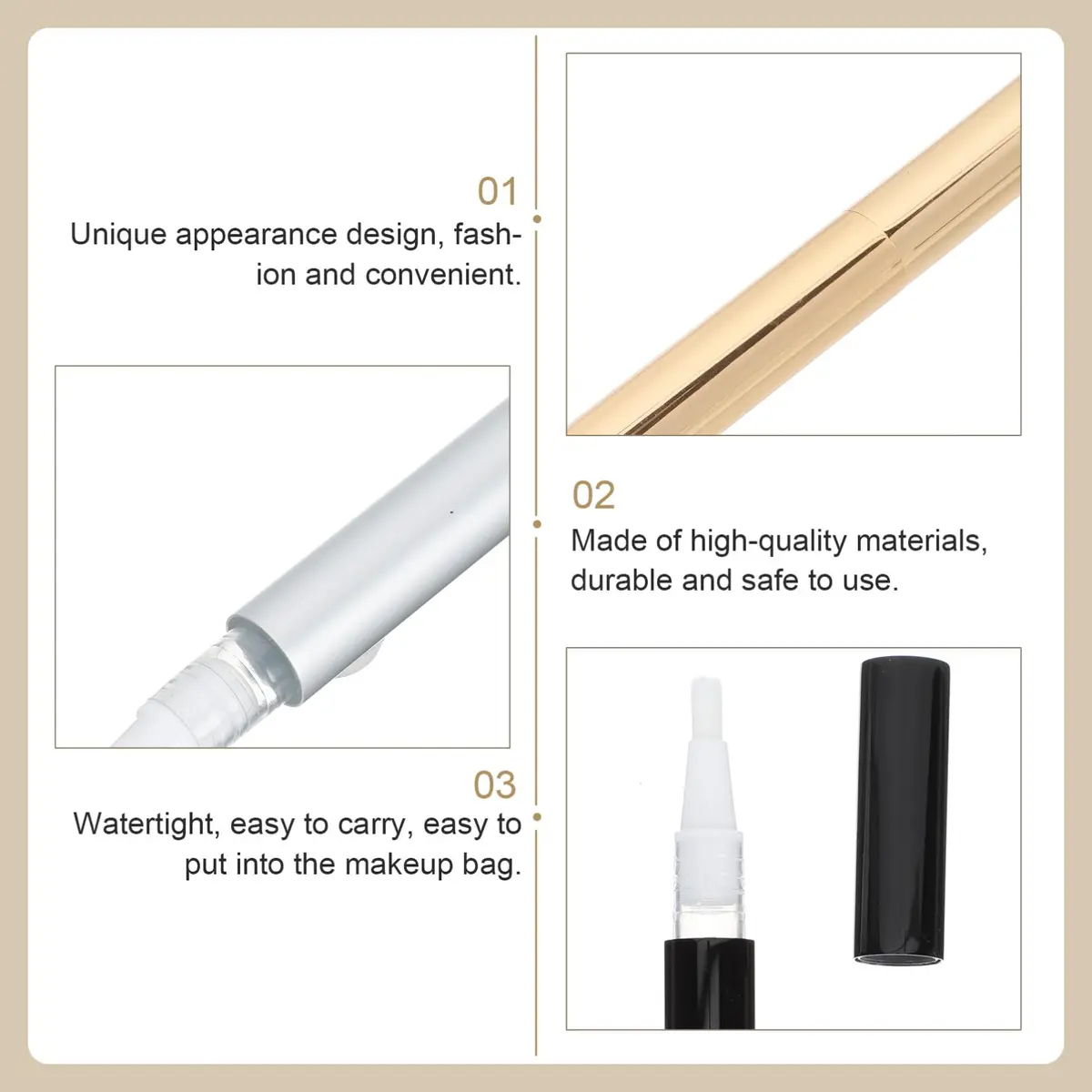 FRCOLOR Empty Nail Oil Pen Tube 4-Pack 3ml (0.1 Fl Oz) | Refillable Cosmetic Applicator for Travel - view 3