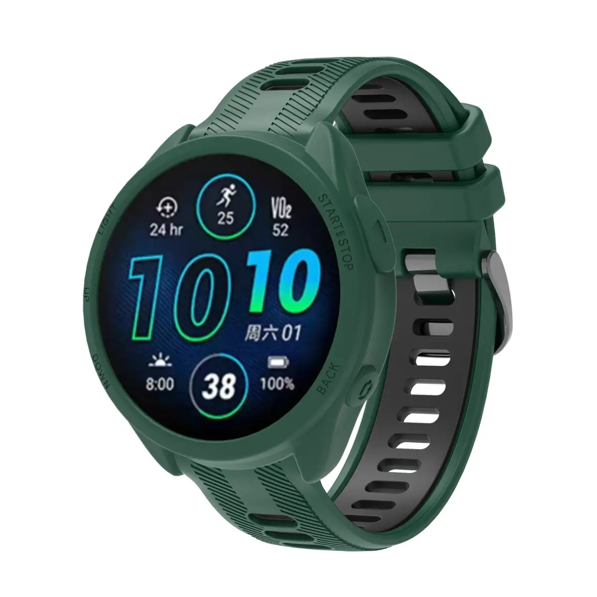 TenCloud Silicone Protective Case for Garmin Forerunner 965 (3 Pack, Black+Green+Blue) - view 3