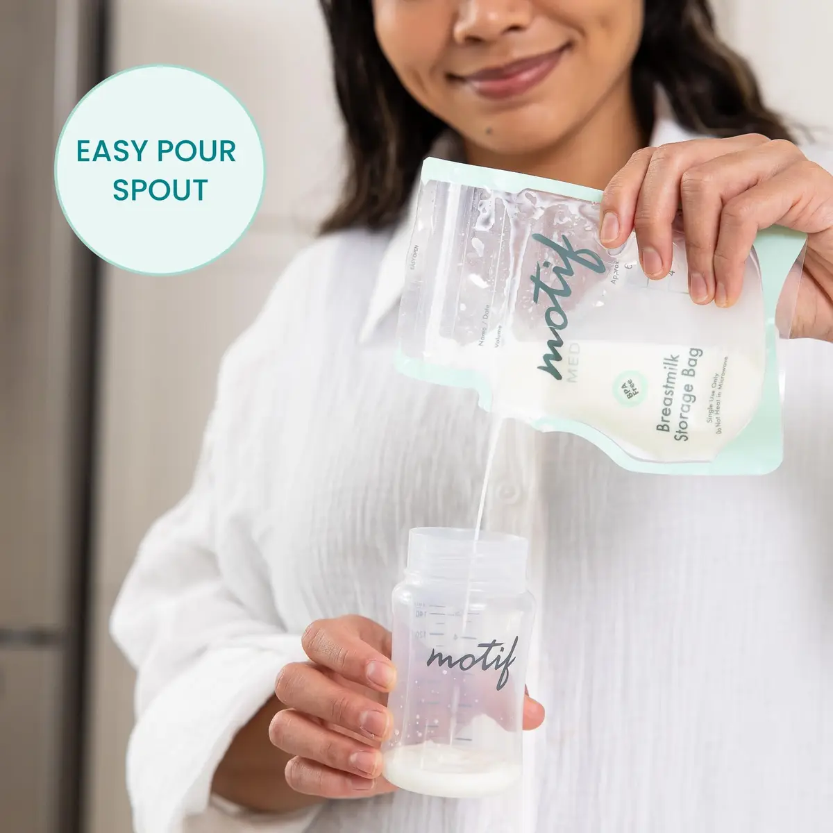 Motif Medical Breast Milk Storage Bags 6 Oz (100 Count) | Leakproof Double Zipper, Easy-Pour Spout - view 6