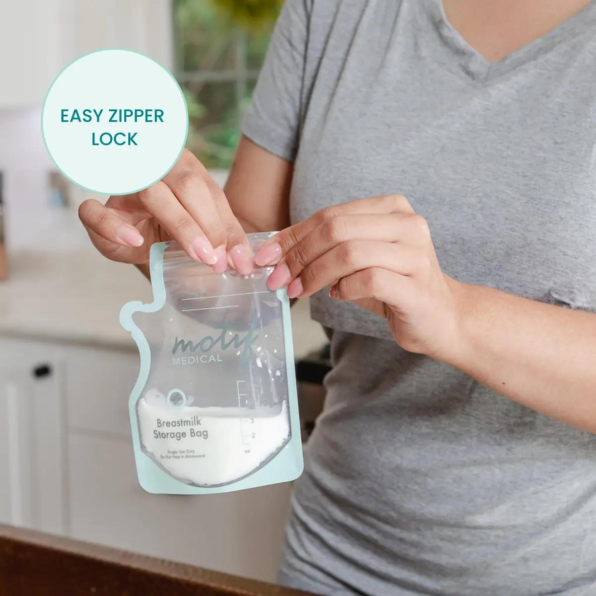 Motif Medical Breast Milk Storage Bags 6 Oz (100 Count) | Leakproof Double Zipper, Easy-Pour Spout - view 7