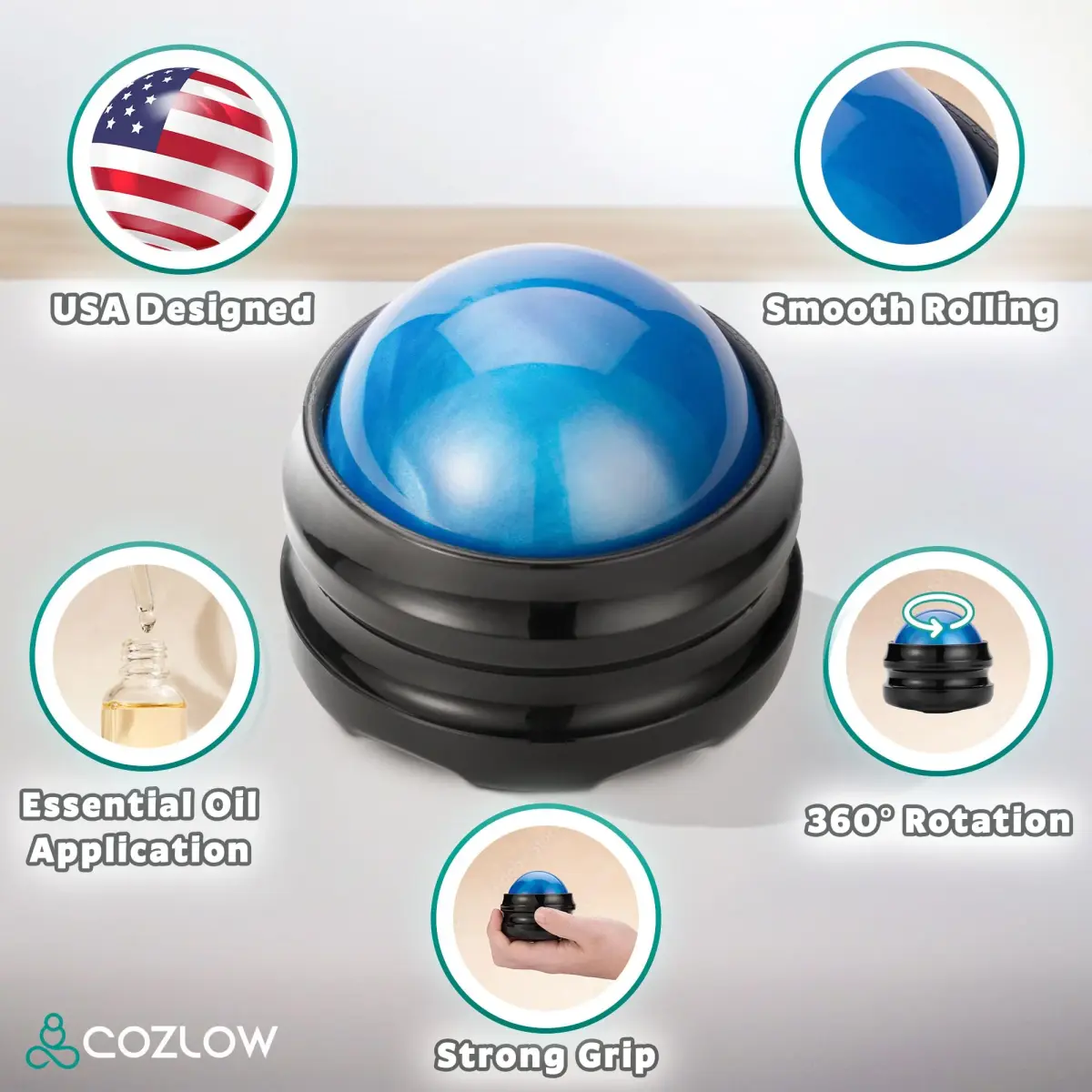 COZLOW Massage Ball, Muscle Massager Roller, Trigger Point Deep Tissue Release with 360° Rotation | 6.5cm (2.56in) - view 5