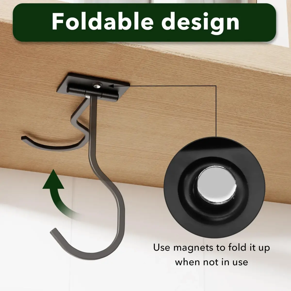 bussdis Adhesive Banana Hook Under Cabinet, Black, 2 Pack | Holds Up to 13 lbs - view 2
