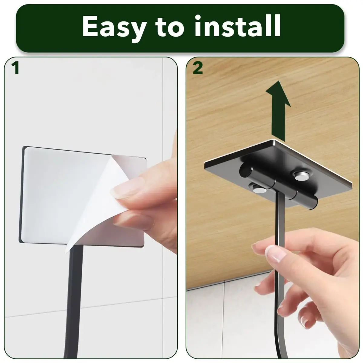 bussdis Adhesive Banana Hook Under Cabinet, Black, 2 Pack | Holds Up to 13 lbs - view 3