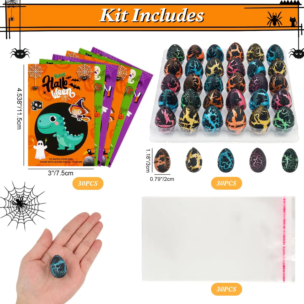 ANPHILE Halloween Party Favors 30 Pack Halloween Hatching Dinosaur Eggs | Kids Dinosaur Surprise Party Bag - view 5