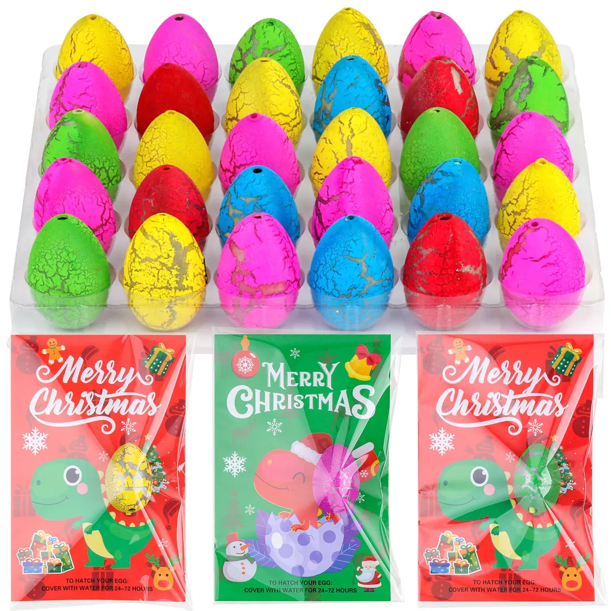 ANPHILE Christmas Party Favors 30 Pack | Hatching Dinosaur Eggs & Cards for Kids - main product image
