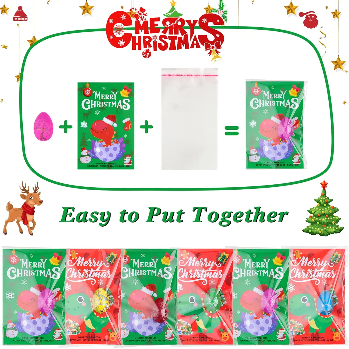 ANPHILE Christmas Party Favors 30 Pack | Hatching Dinosaur Eggs & Cards for Kids - view 5