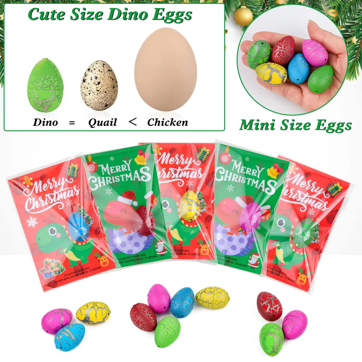 ANPHILE Christmas Party Favors 30 Pack | Hatching Dinosaur Eggs & Cards for Kids - view 2