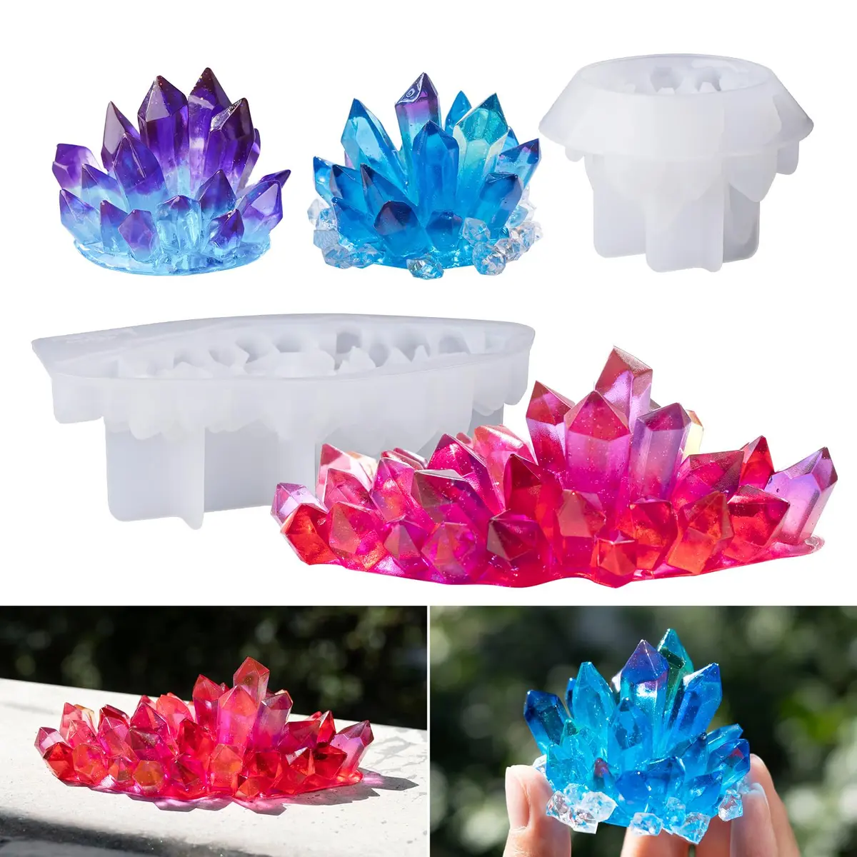 LET'S RESIN Crystal Cluster Resin Molds, Large & Small Size Silicone Shapes for Resin, Quartz Epoxy Crafts, DIY Healing Stones, Home Decor - main product image