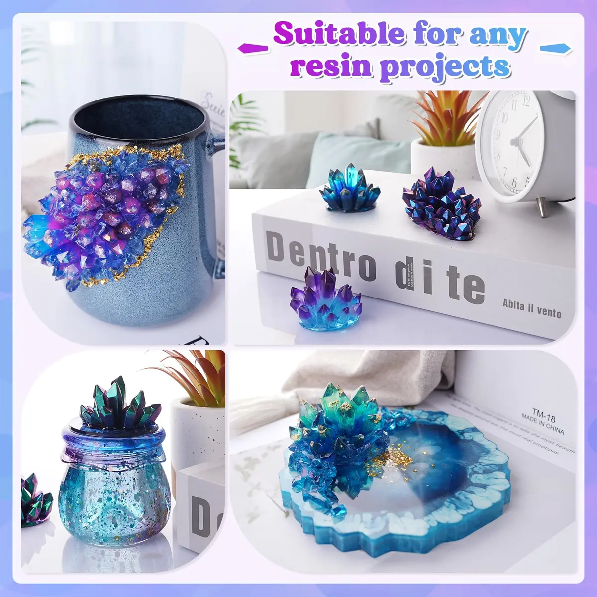LET'S RESIN Crystal Cluster Resin Molds, Large & Small Size Silicone Shapes for Resin, Quartz Epoxy Crafts, DIY Healing Stones, Home Decor - view 5