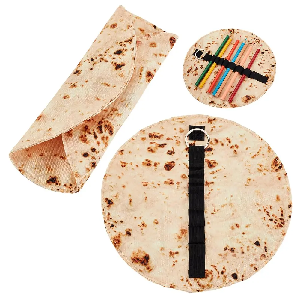 OLYCRAFT Tortilla Pencil Case Holder Roll 22cm (8.66 Inch) | Funny Pancake Stationery Pouch for Students & Office - main product image