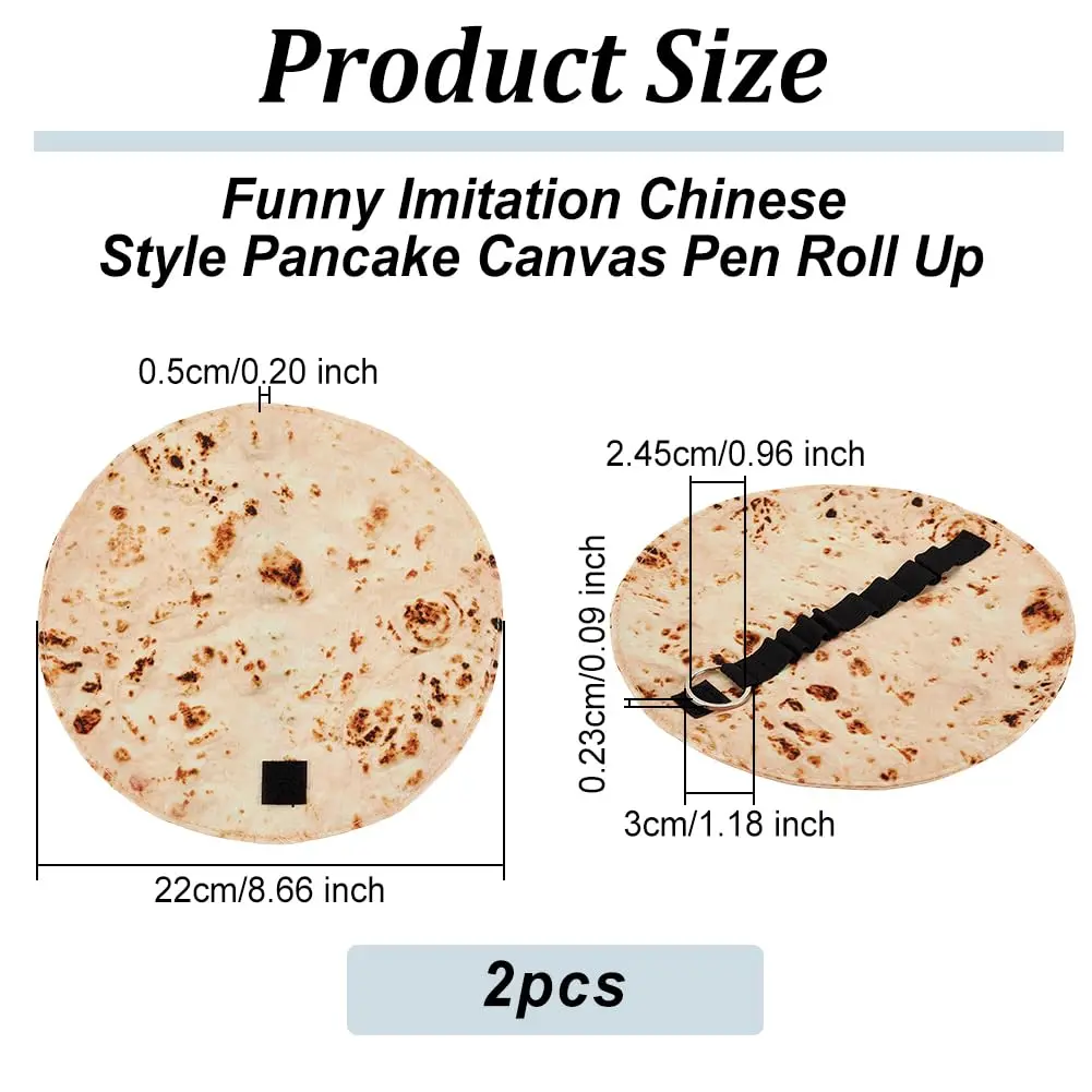 OLYCRAFT Tortilla Pencil Case Holder Roll 22cm (8.66 Inch) | Funny Pancake Stationery Pouch for Students & Office - view 2