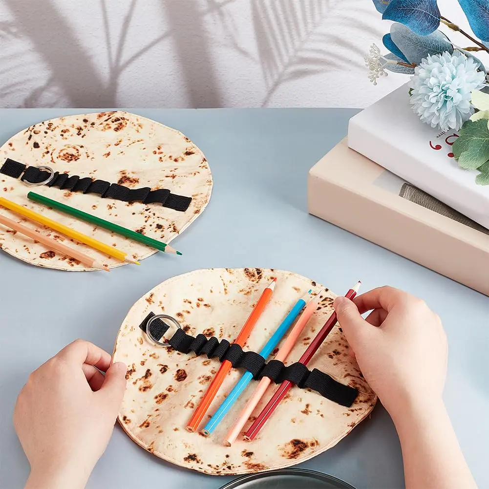 OLYCRAFT Tortilla Pencil Case Holder Roll 22cm (8.66 Inch) | Funny Pancake Stationery Pouch for Students & Office - view 3